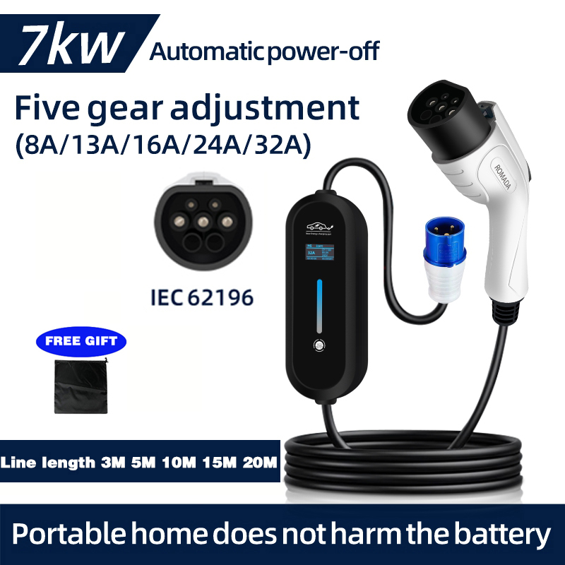 Ev Charger Adapter - ROMADA 7KW 32A EV 휴대용 충전기